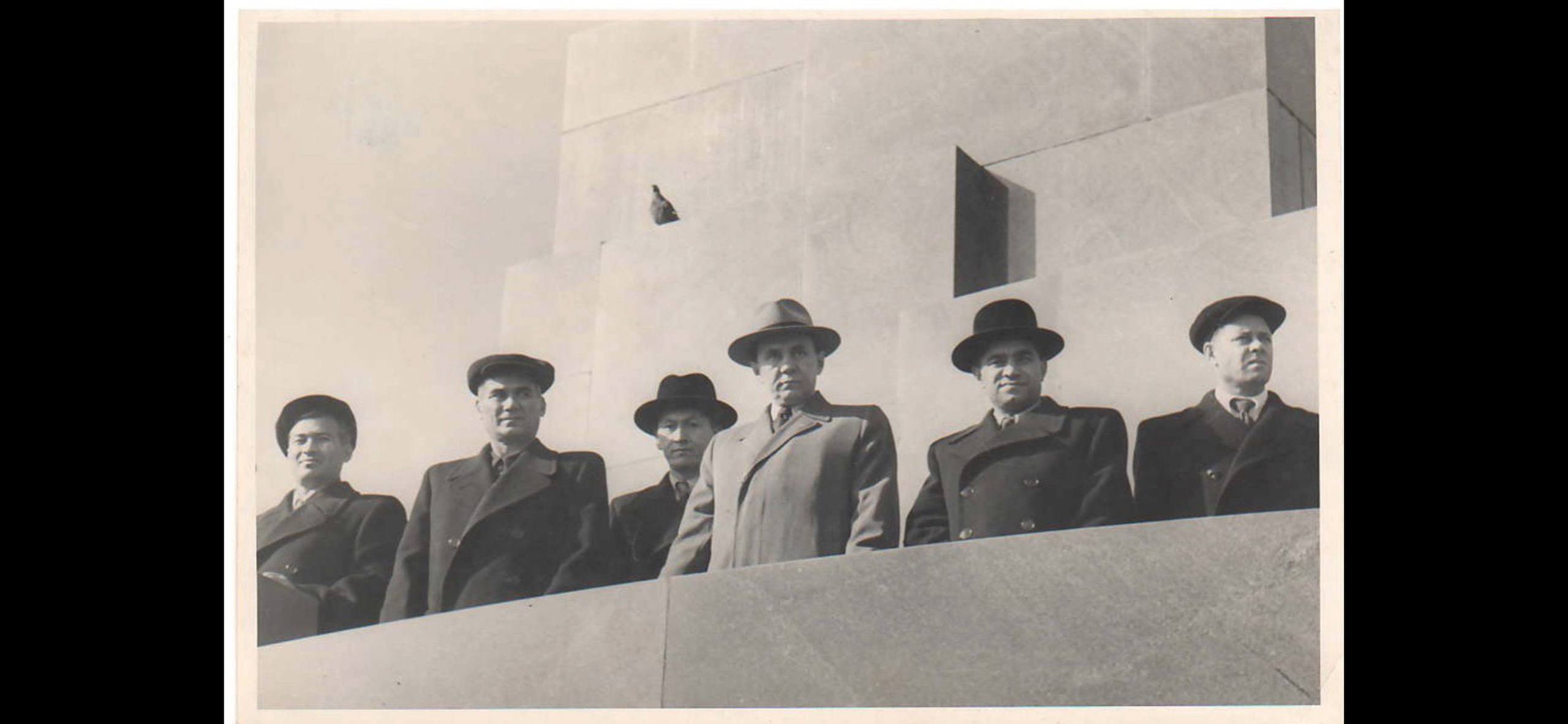On the tribune at Lenin Square, Tashkent